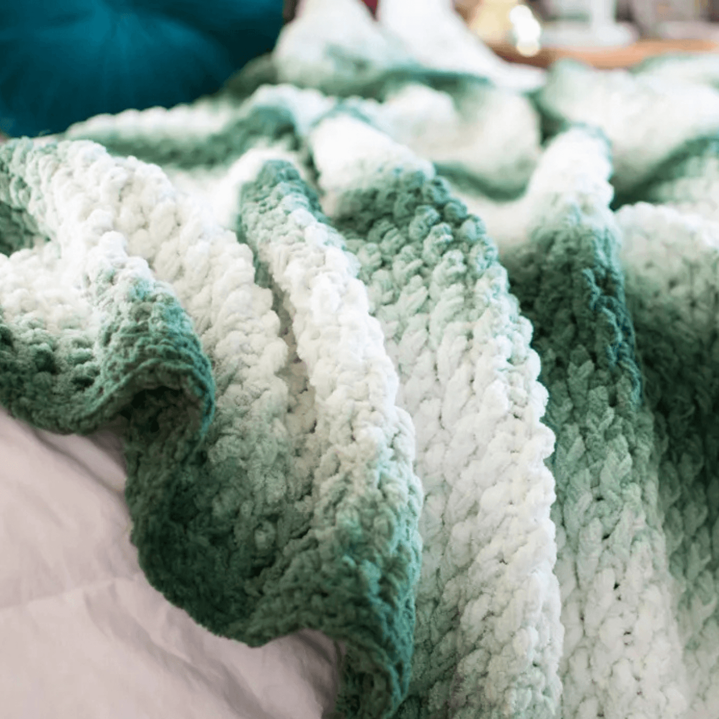 Chunky Evergreen Throw  (Digital PDF)